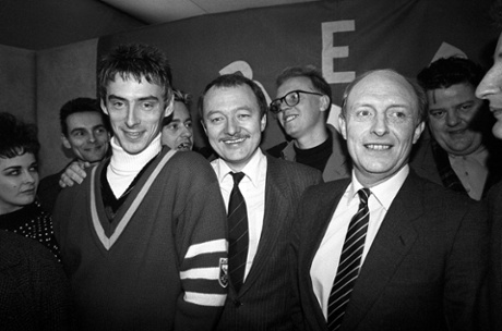 Paul Weller with GLC leader Ken Livingstone and Labour leader Neil Kinnock at the launch of Red Wedge in 1985.