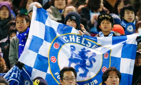 Japanese fans cheer Chelsea before the 2012 Club World Cup final against Corinthians at Yokohama International Stadium.