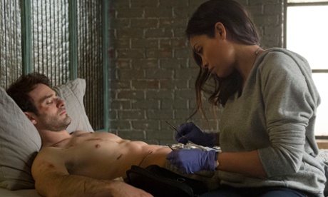 Matt Murdock (Charlie Cox) meets Claire Temple (Rosario Dawson).