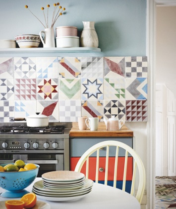 Showcase encaustic tiles and play with colour for a timeless, tasteful kitchen.