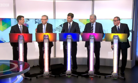 The five candidates take part in the Daily Politics economics debate.
