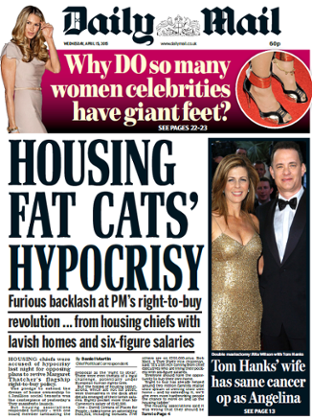 Front page of the Daily Mail