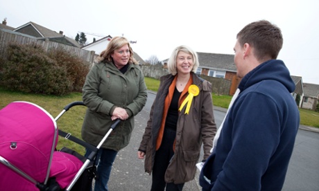 Vote Sarah: Smith shares the Lib Dem message with Karen and Matt Devine on the streets of Dover.