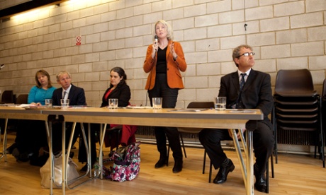 A point of view: Smith addresses the audience at a hustings held in Dover in March, alongside Ukip’s David Little and Labour’s Clair Hawkins.