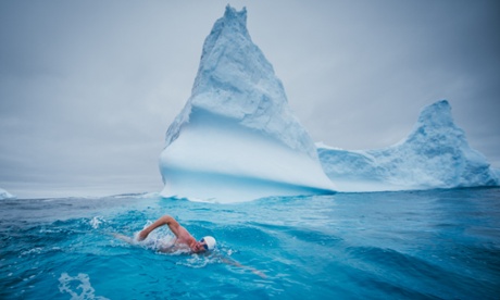 Well cool: Lewis Pugh in Antarctica.