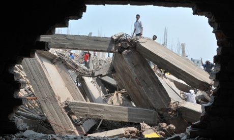 Rescuers work at the collapsed Rana Plaza complex in the Greater Dhaka district of Savar.