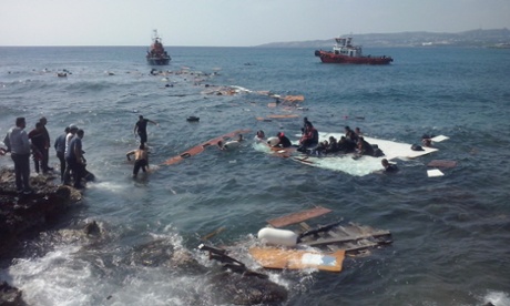 migrants and wreckage Rhodes