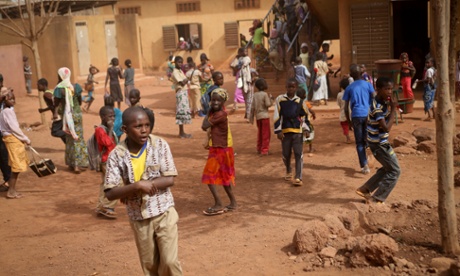 Students during a break in classes, at a school in the Sabalibougou area of Bamako.