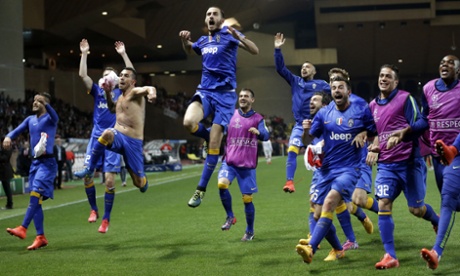 The Juventus players are rather pleased to be in the semi-finals.