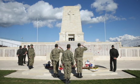 Turkish soldiers rehearse a wreath-laying ceremony