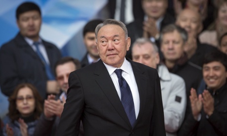 Kazakhstan’s president Nursultan Nazarbayev during an election campaign rally in Almaty.