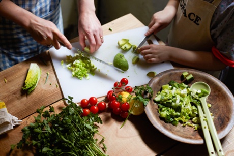 Making a chop-chop salad is easy for young hands to help with