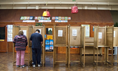 Voters in polling booth