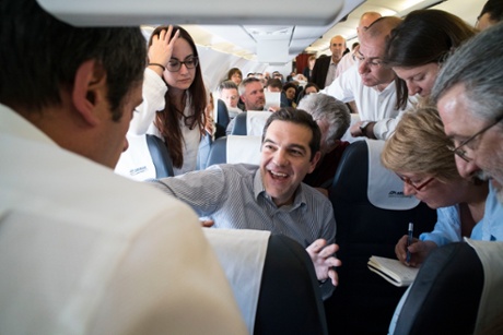 Alexis Tsipras, on a flight to Brussels, April 23 2015