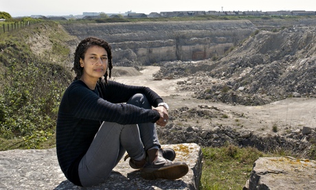 Artist Katrina Palmer on Portland Island, Dorset.