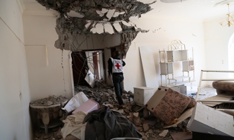 A bombed out home in Faj Attan, Sana'a, Yemen on 20 April 2015