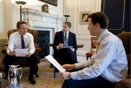 David Cameron with Nick Clegg in 10 Downing Street.