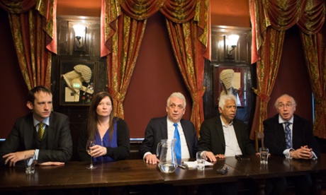 Azmal Hussain (second right) with (l-r) barrister Francis Hoar, fellow petitioners Angela Moffat and Andy Erlam, and legal adviser Bob RA Watt, give a press conference after the verdict.