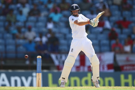 Joe Root hits to the offside on his way to another half century.