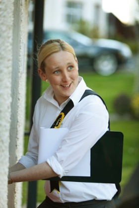 The SNP's candidate Mhairi Black campaigning in Paisley and Renfrewshire South.