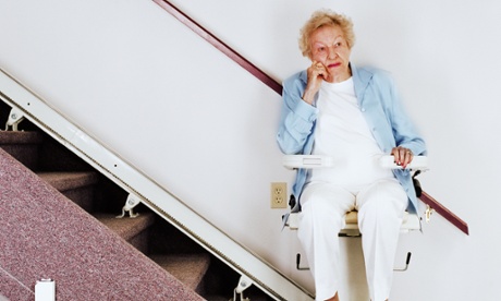 Woman on a stairlift