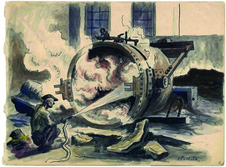 Charles Pollock's ink drawing Steel Mill, Gary, Indiana, 1933.