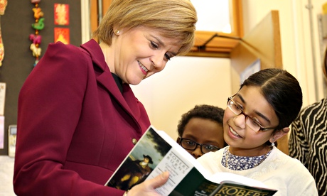 Nicola Sturgeon reading a book