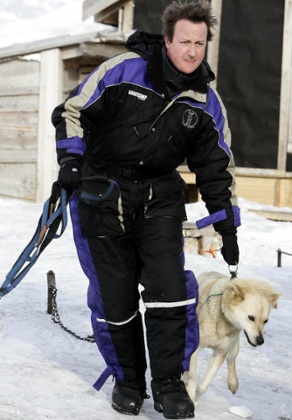 David Cameron organises his husky dogs on the Scott Turner glacier in Svalbard, inside the Arctic circle, Norway.