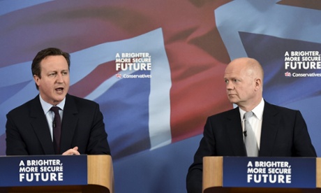 David Cameron and William Hague at the campaign rally in Lincolnshire.
