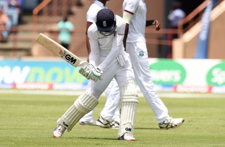 Joe Root reacts as he leaves the field at the end of the innings.