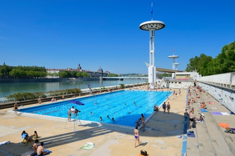 Open-air swimming pool on the Quai Claude Bernard by the river Rhône river