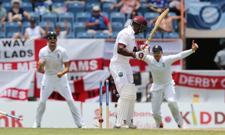 Devon Smith edges inside on to the stumps.