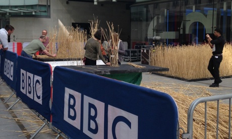 All ears … wheat being planted outside BBC Broadcasting House