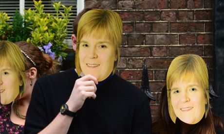 Tory protesters with Nicola Sturgeon masks.