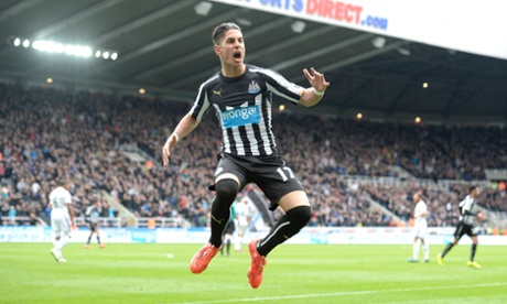 Newcastle's Ayoze Pérez celebrates opening the scoring.