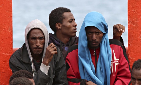 Migrants on ship mediterranean north africa