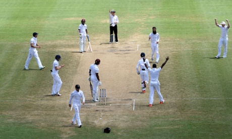 Moeen Ali celebrates after dismissing Shannon Gabriel.