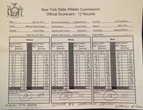 Official scorecards