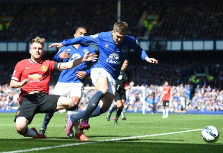 Luke Shaw takes down John Stones.
