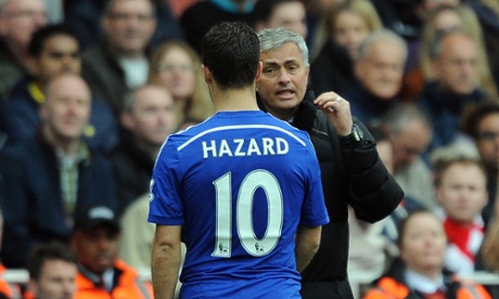 CHELSEA MANAGER JOSE MOURINHO ISSUES INSTRUCTIONS TO EDEN HAZARD OF CHELSEA ARSENAL V CHELSEA ARSENAL V CHELSEA, BARCLAYS PREMIER LEAGUE EMIRATES STADIUM, LONDON, ENGLAND 26 April 2015 GAW89162 BARCLAYS PREMIER LEAGUE 26/04/2015 WARNING! This Photograph May Only Be Used For Newspaper And/Or Magazine Editorial Purposes. May Not Be Used For Publications Involving 1 player, 1 Club Or 1 Competition Without Written Authorisation From Football DataCo Ltd. For Any Queries, Please Contact Football DataCo Ltd on +44 (0) 207 864 9121Football Orientation Vertical General view