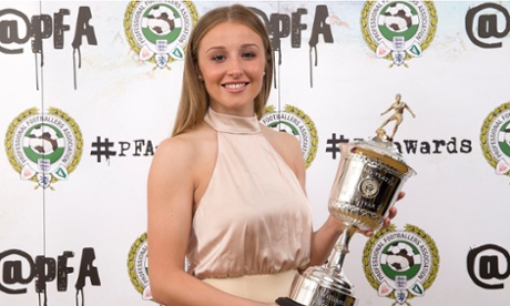 IMAGE STRICTLY EMBARGOED FOR ALL USAGES UNTIL 00.01 ON MONDAY APRIL 27, 2015, OR UNTIL AN OFFICIAL WINNERS ANNOUNCEMENT IS MADE VIA THE @PFA TWITTER ACCOUNT.Winner of the PFA's Young Women's Player of the Year, Leah Williamson during the PFA Awards at the Grosvenor House Hotel, London. PRESS ASSOCIATION Photo. Picture date: Sunday April 26, 2015. See PA story SOCCER PFA Young. Photo credit should read: Barrington Coombs/PA Wire