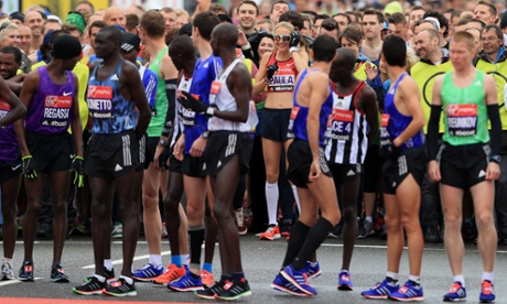 Behind the elites, in front of the Championship runners. Wonderful moments for Paula Radcliffe. (Adidas got to be pleased with that elite line up, too ...) 