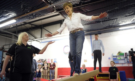 Nicola Sturgeon at a gymnastics club in Cumbernauld, Scotland.