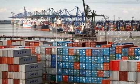 Shipping containers at Felixstowe Container Port, Suffolk.