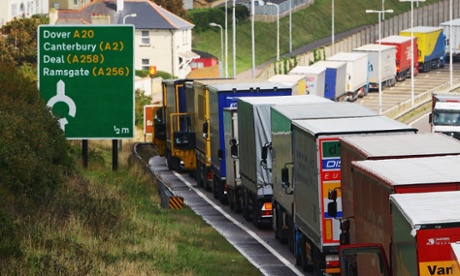 Trucks queue near Dover