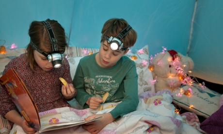 Zach loved reading using his head-torches