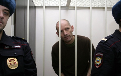 Greenpeace's Frank Hewetson during a hearing at the Kalininsky court in St Petersburg.
