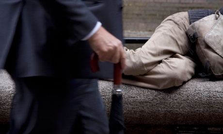 Homeless person sleeping rough