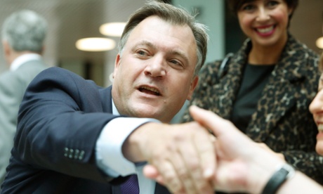Ed Balls shakes hands with a member of the public during the Scottish independence referendum campaign