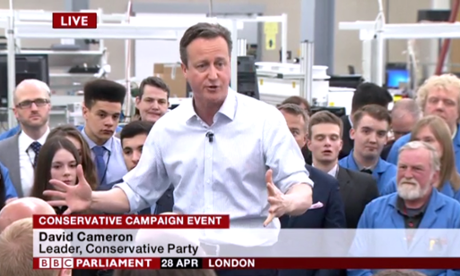 David Cameron takes questions from the audience.